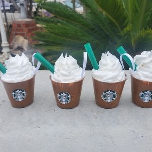 Starbucks Frappuccino Cups Christmas Ornaments Set of 4 New